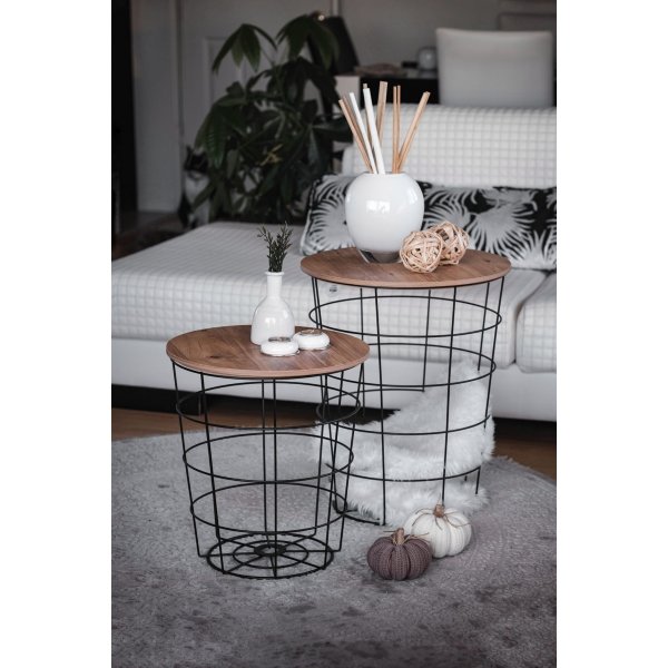 Ensemble table basse Axel - Pin/noir Ensemble table basse Axel - Pin/noir