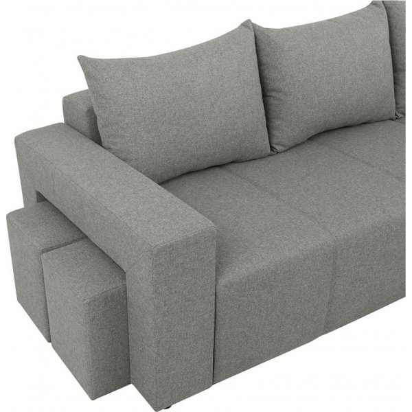 Canapé-lit Denvo divan avec poufs - Gris Canapé-lit Denvo divan avec poufs - Gris