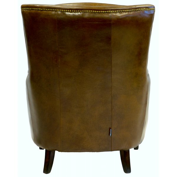 Baker fåtölj - Antikbrunt skinn Baker fåtölj - Antikbrunt skinn