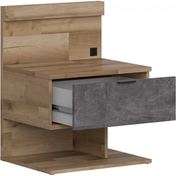 Table de chevet Arica gauche - Chêne/gris Table de chevet Arica gauche - Chêne/gris