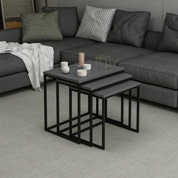 Table Evia 45/50/55 x 36/38/40 cm - Anthracite