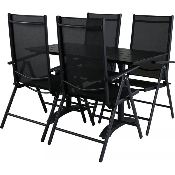 Denver utematgrupp med 4 st Break stolar - Svart