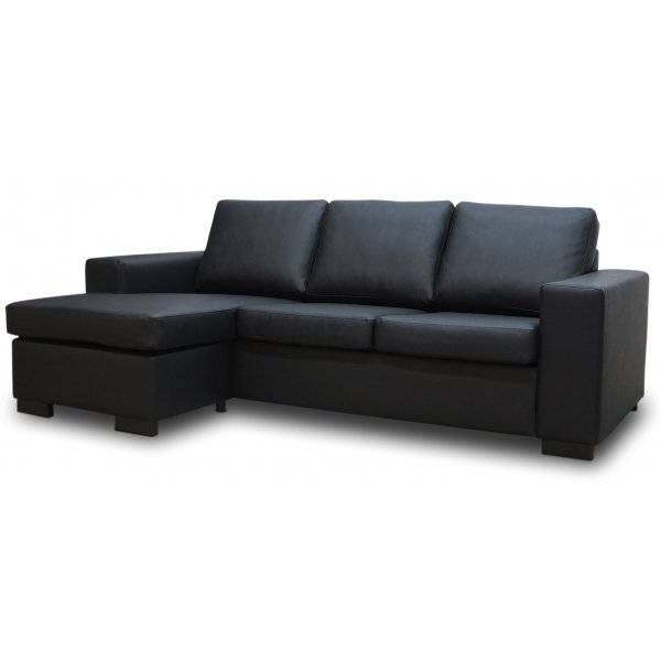 Solna Divansoffa Vänster - Svart läder (Bonded) Solna Divansoffa Vänster - Svart läder (Bonded)