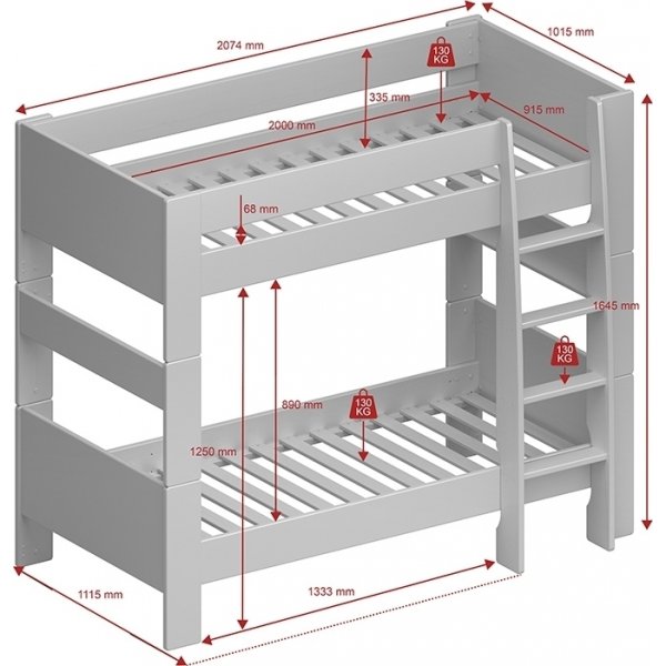 Voor kinderen stapelbed 90 x 200 cm - Grijs