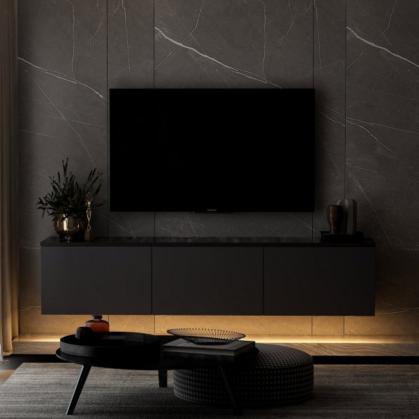 Meuble TV Neon avec clairage LED - Anthracite