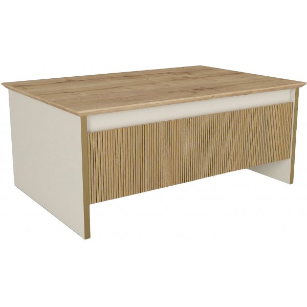 Sion soffbord 90 x 60 cm - Beige/guld/valnt