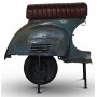 Tabouret de bar scooter - Bleu vintage / Marron