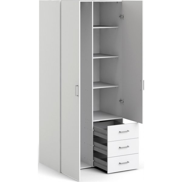 Armoire Space avec 2 portes et 3 tiroirs - Blanc Armoire Space avec 2 portes et 3 tiroirs - Blanc