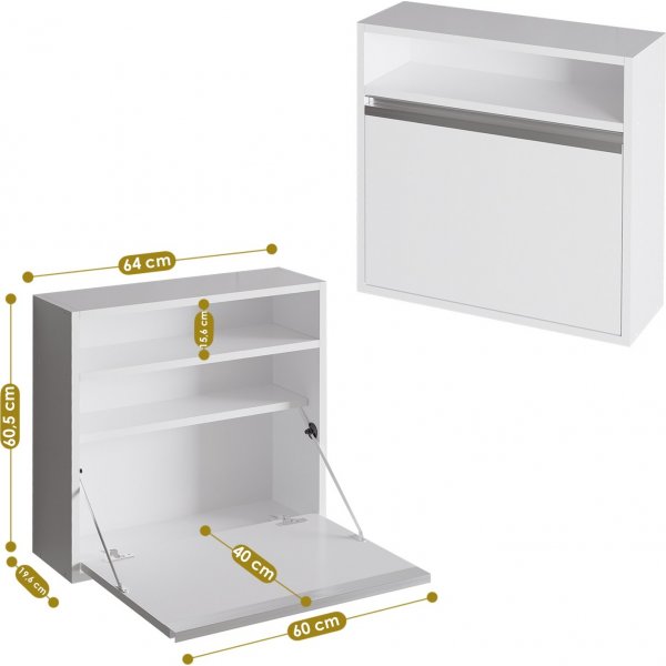Optim vggskrivbord Vit - 64 x 20/62 cm