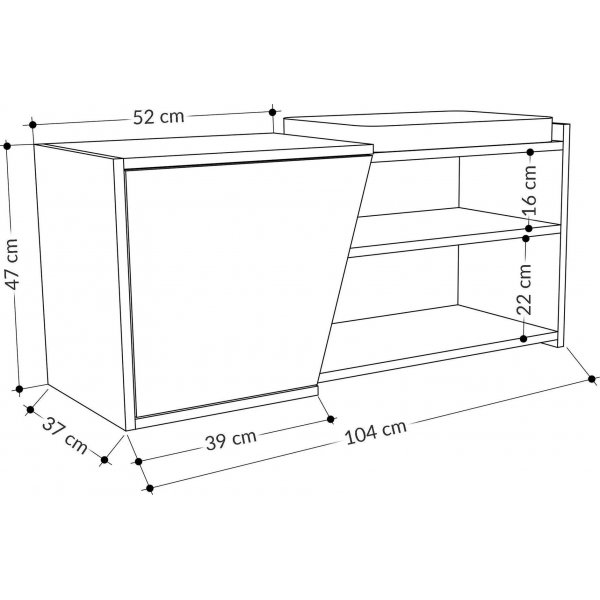 Fiona schoenenkast - Eiken/antraciet Fiona schoenenkast - Eiken/antraciet