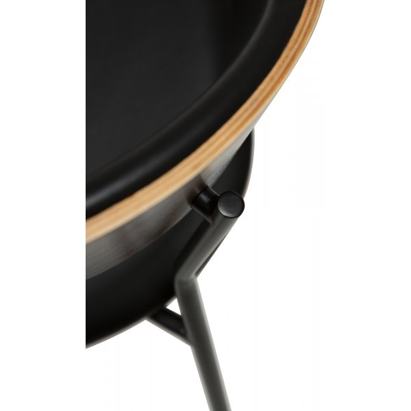 Chaise avec cadre pour berceau - PU noir/placage noyer Chaise avec cadre pour berceau - PU noir/placage noyer