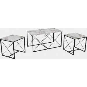 Table basse Ravina 45/100 x 45/50 cm - Marbre blanc/noir
