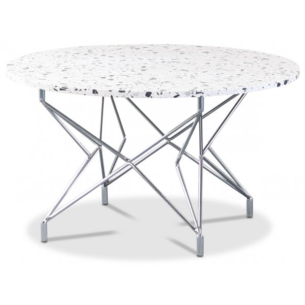 Terrazzo runt soffbord 80 cm - Cosmos Terrazzo & underrede Star i krom