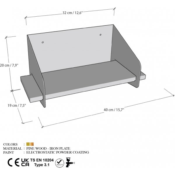 Brazo wandplank 40 x 19 x 20 cm - Goud Brazo wandplank 40 x 19 x 20 cm - Goud