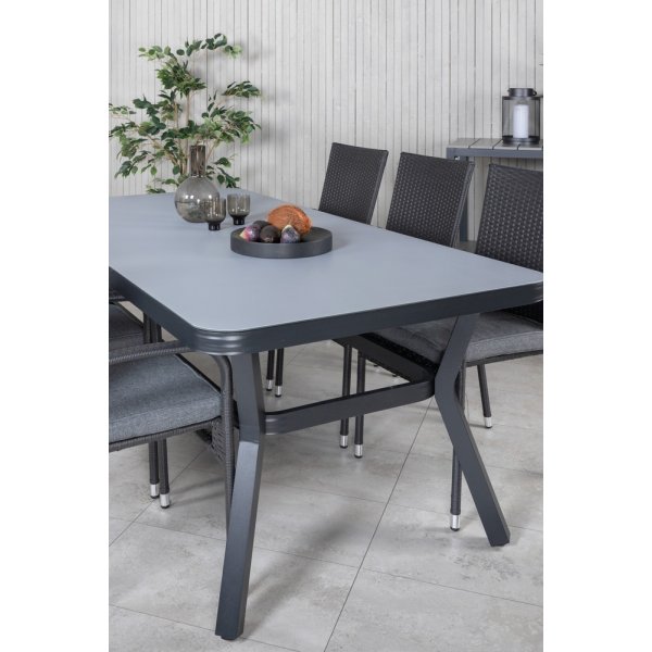 Virya utematgrupp med 6 st Anna stolar - Svart/Grå Virya utematgrupp med 6 st Anna stolar - Svart/Grå