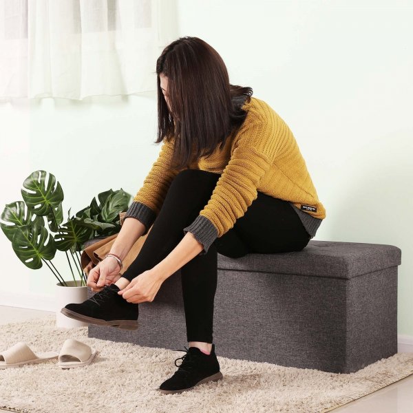 Banc Idris avec rangement 110 cm - Gris foncé Banc Idris avec rangement 110 cm - Gris foncé