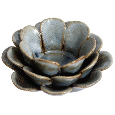 Ljushållare Blomster - Keramik (Blå)