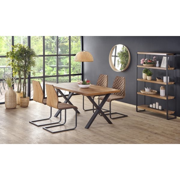 Table  manger Xavier 160-250 x 90 cm - Chne/noir
