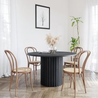 Ekholma matgrupp, runt matbord Ø120 cm inkl 4 st vintage Böjträ Stol No18 - Svartbetsat trä Ekholma matgrupp, runt matbord Ø120 cm inkl 4 st vintage Böjträ Stol No18 - Svartbetsat trä