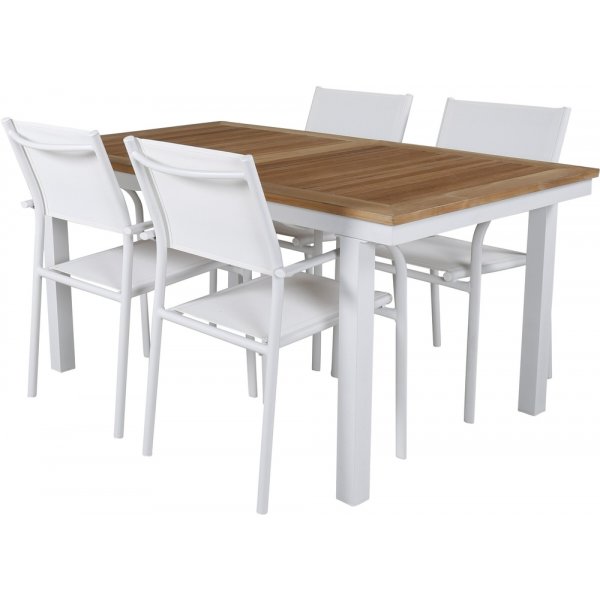 Panama utematgrupp med 4 st Santorini stolar - Natur/Vit Panama utematgrupp med 4 st Santorini stolar - Natur/Vit