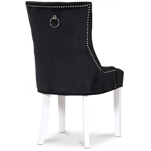 Paris matgrupp vitt bord med 4 st Tuva Decotique stolar i svart sammet med rygghandtag