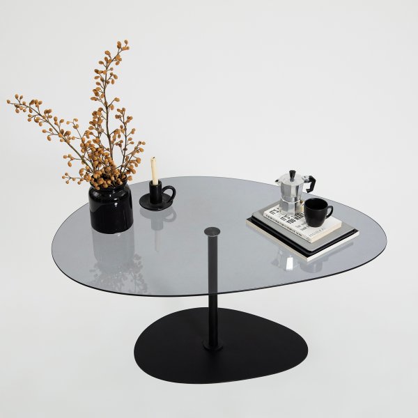 Table basse Porto 90 x 60 cm - Gris fonc/noir