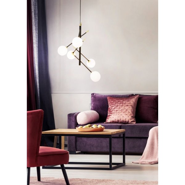 Akrobat taklampa - Svart/matt mssing/opal