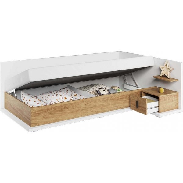 Simi bed rechts 90 x 200 cm - Wit/hickory Simi bed rechts 90 x 200 cm - Wit/hickory