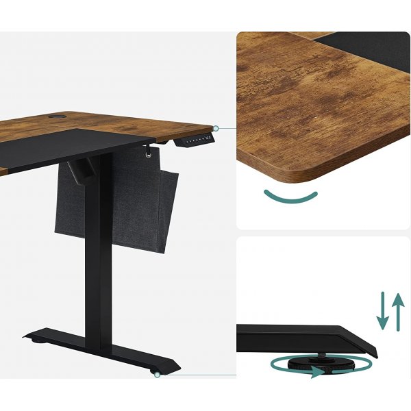 Charlene höj och sänkbart skrivbord 140 x 60 cm - Brun/svart Charlene höj och sänkbart skrivbord 140 x 60 cm - Brun/svart