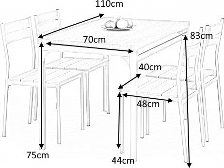 Groupe de repas Myrsj en chne clair - Table avec 4 chaises