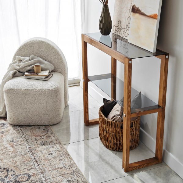 Table en relief Via 85 x 31 cm - Noyer Table en relief Via 85 x 31 cm - Noyer