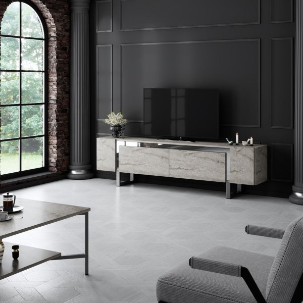 Erki TV-bänk - Travertin/silver Erki TV-bänk - Travertin/silver