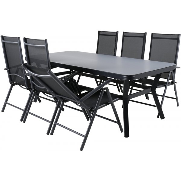 Groupe repas extérieur Virya avec 6 chaises Break - Noir/Gris Groupe repas extérieur Virya avec 6 chaises Break - Noir/Gris