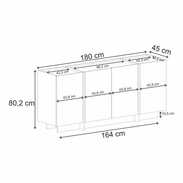 Sideboard Dromma 180 cm - Vit/Atlantic Pine
