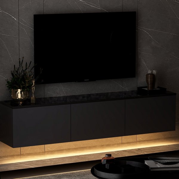 Meuble TV Neon avec clairage LED - Anthracite