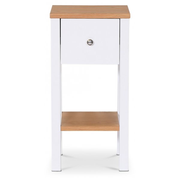 Sandhamn vitt sängbord med ek + Textilrengöring för möbler Sandhamn vitt sängbord med ek + Textilrengöring för möbler