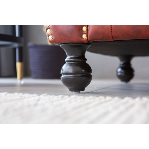 Canap Chesterfield 2 places en PU marron