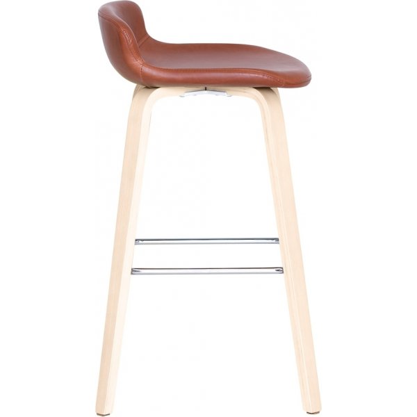 Tabouret de bar Aki / PU marron/chêne pigmenté blanc Tabouret de bar Aki / PU marron/chêne pigmenté blanc