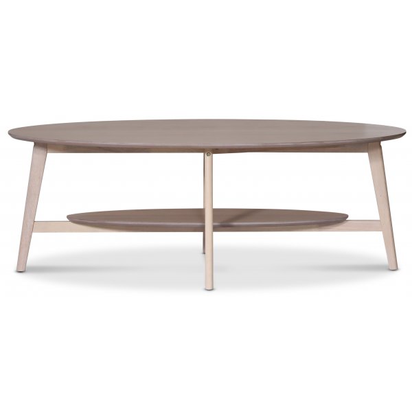 Bridge ovalt soffbord i whitewash med hylla Bridge ovalt soffbord i whitewash med hylla