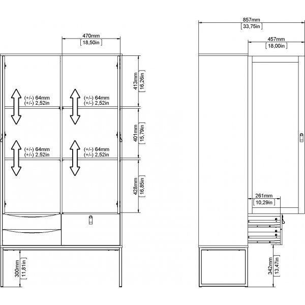 Stoppelvitrinekast - Zwart/eiken Stoppelvitrinekast - Zwart/eiken
