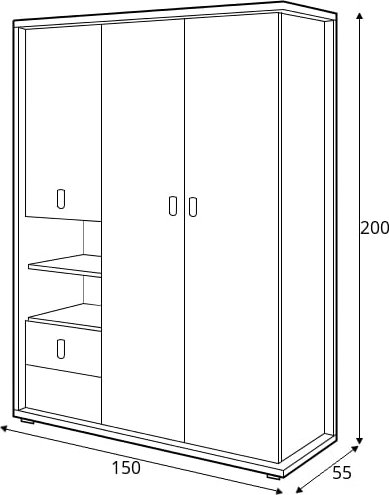 Simi kledingkast 150 cm - Hickory/wit