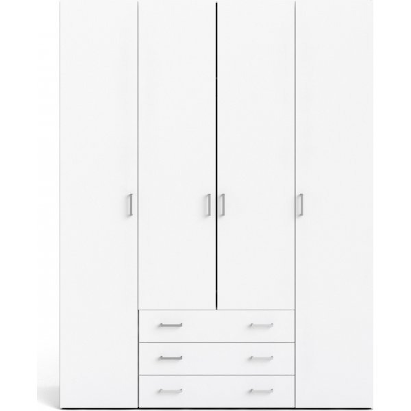 Armoire Space avec 4 portes et 3 tiroirs - Blanc Armoire Space avec 4 portes et 3 tiroirs - Blanc