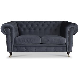Sheffield Chesterfield 2-sits - Grå (sammet) Sheffield Chesterfield 2-sits - Grå (sammet)