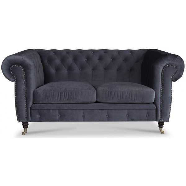Sheffield Chesterfield 2-sits - Gr (sammet)
