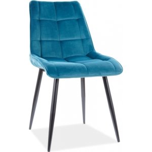 Chaise de salle  manger chic - Velours turquoise/noir