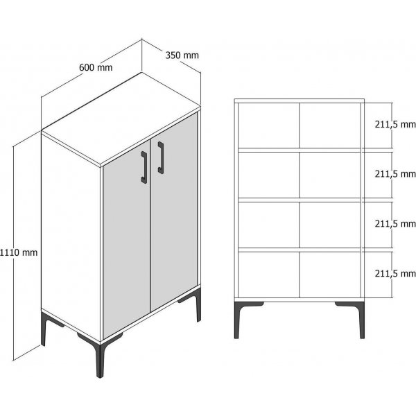 Meuble à chaussures Prague - Noyer/anthracite Meuble à chaussures Prague - Noyer/anthracite