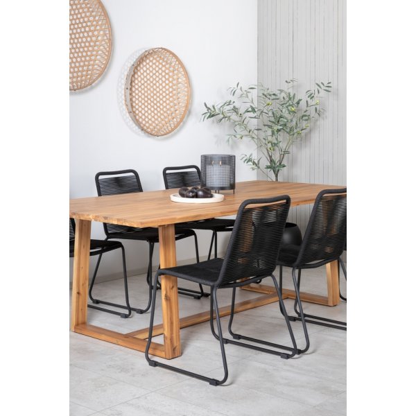 Plankton utematgrupp med 6 st Lindos stolar - Svart/Natur