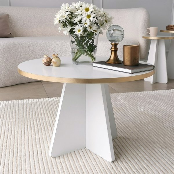 Table basse champignon Ø60 cm - Doré/blanc Table basse champignon Ø60 cm - Doré/blanc