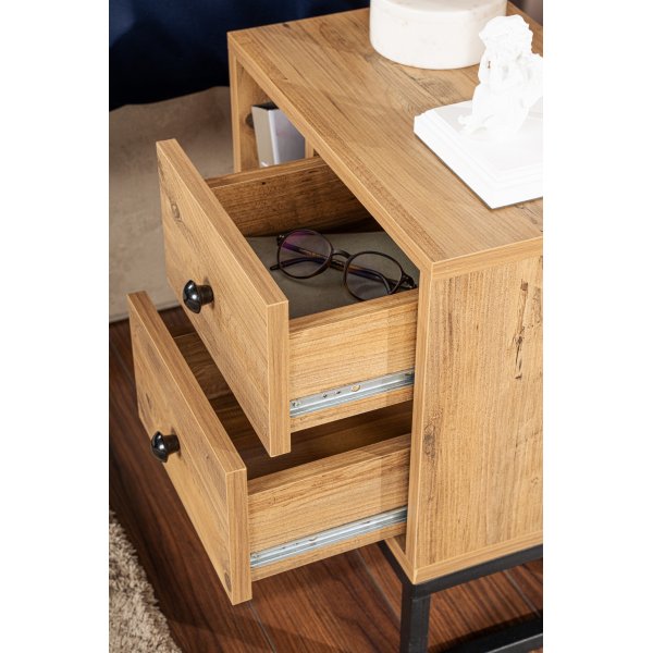 Glimmer sängbord - Furu/svart Glimmer sängbord - Furu/svart