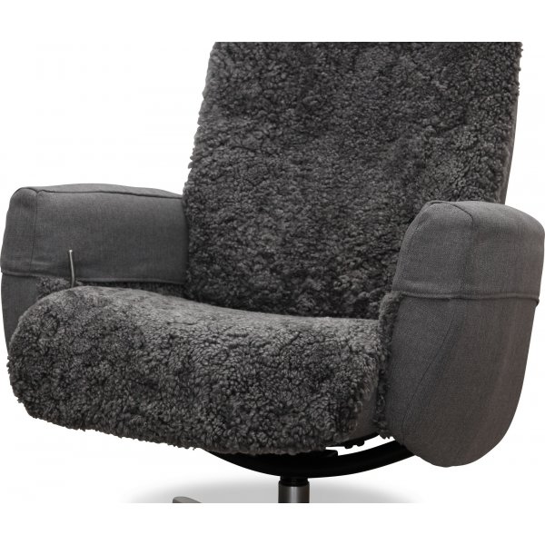 Paris f�t�lj med pall - Gr� f�rskinn